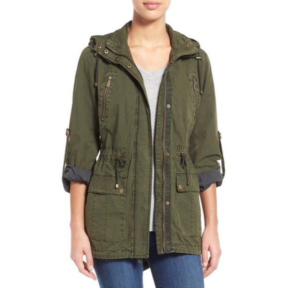 parachute hooded cotton utility jacket